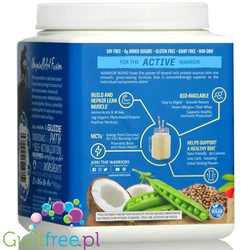 Sunwarrior Protein Warrior Blend 0,375kg, Mocha - wegańska organiczna odżywka białkowa z goji i MCT