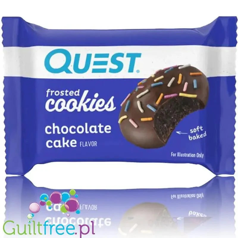 Quest Frosted Cookies, Chocolate Cake - miękkie keto ciastka w polewie, BOX 8 SZT