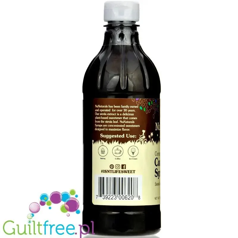 NuNaturals, NuStevia Cocoa Syrup - gęsty skoncentrowany syrop słodzący bez cukru
