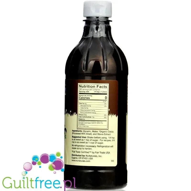 NuNaturals, NuStevia Cocoa Syrup - gęsty skoncentrowany syrop słodzący bez cukru