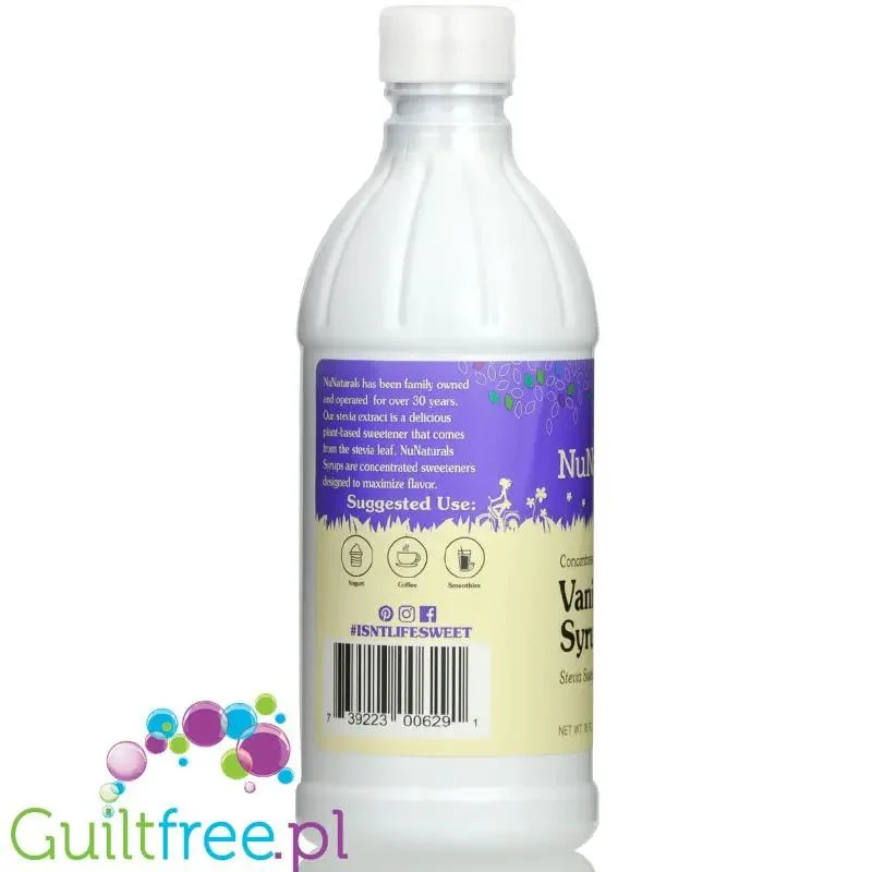 NuNaturals, NuStevia Vanilla Syrup - gęsty skoncentrowany syrop słodzący bez cukru