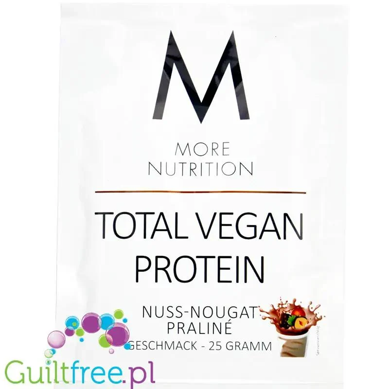 More Nutrition Total Vegan Protein Hazelnut Nougat Praliné - wegańska odżywka na białku grochu, dyni i słonecznikowym