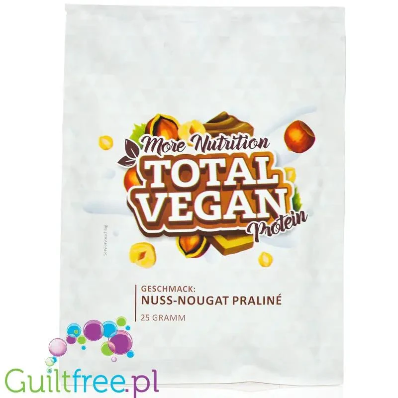 More Nutrition Total Vegan Protein Hazelnut Nougat Praliné - wegańska odżywka na białku grochu, dyni i słonecznikowym