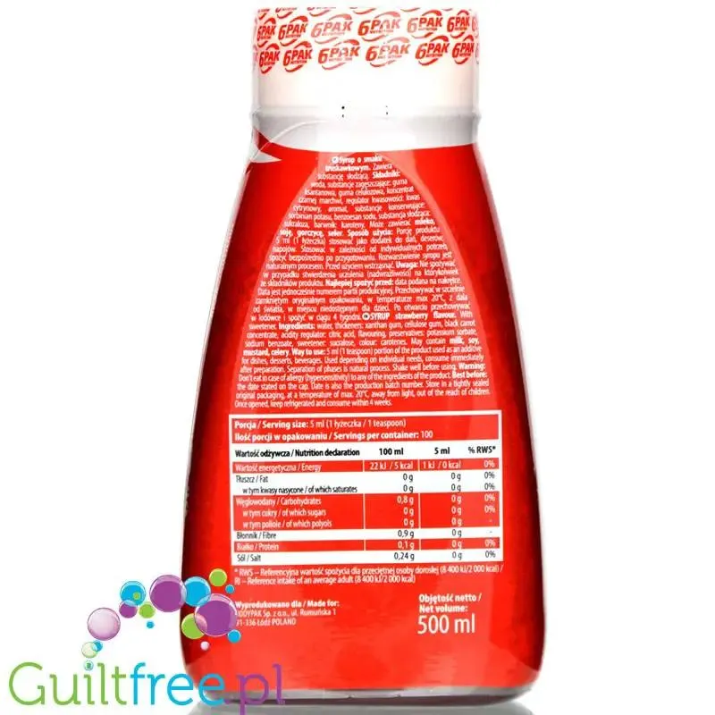 6Pak Nutrition Zero Sauce Strawberry - truskawkowy sos zero