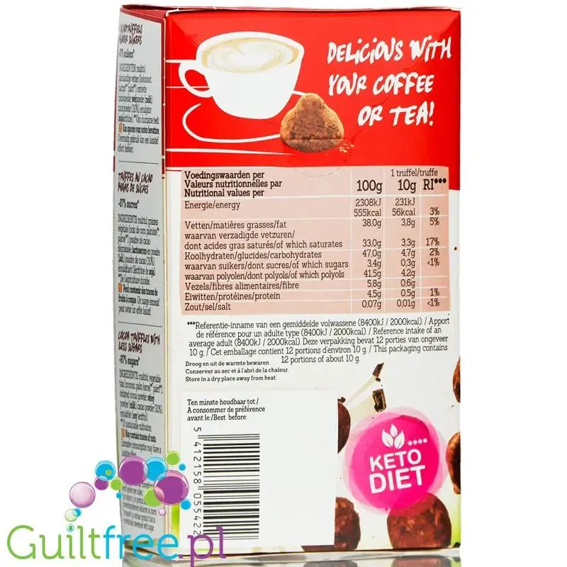 Damhert Truffels Cacao - belgijskie keto trufle czekoladowe -87% węglowodanów