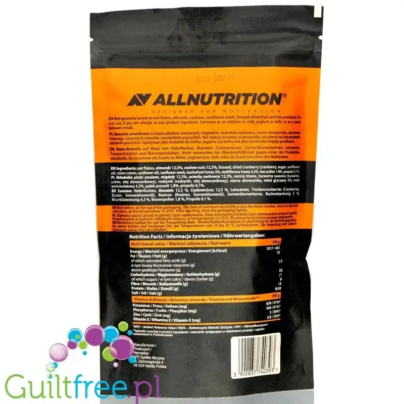 AllNutrition FitKing Delicious Fruity - granola owocowa z miodem i pyłkiem pszczelim