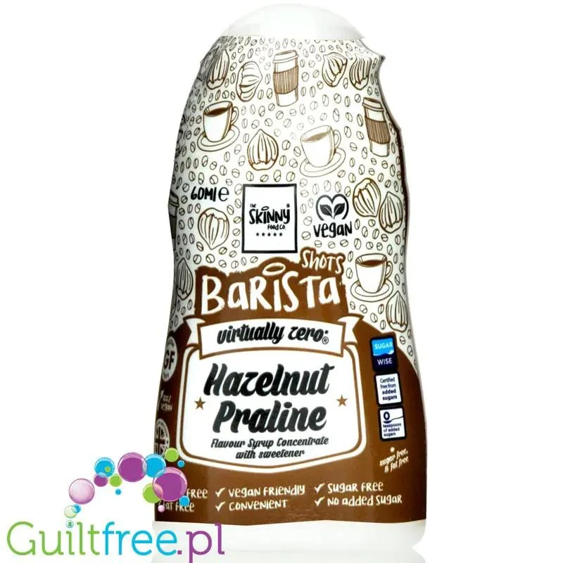 Skinny Food Barista Shot Hazelnut Praline - skoncentrowane kropelki słodzące do kawy, smak Pralinka Czekoladowa z Orzechami