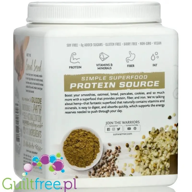 Sunwarrior Hemp Protein - wegańskie organiczne białko konopne 100% bez słodzików i aromatów