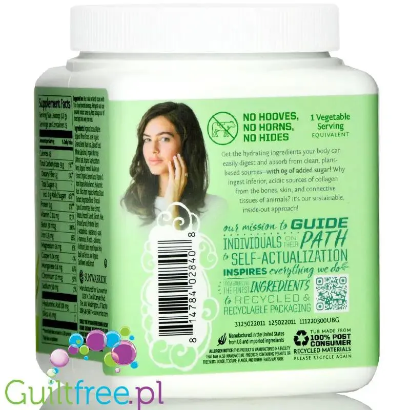Sunwarrior Beauty Greens Collagen Booster Unflavored - wegańska formuła stymulująca wytwarzanie kolagenu