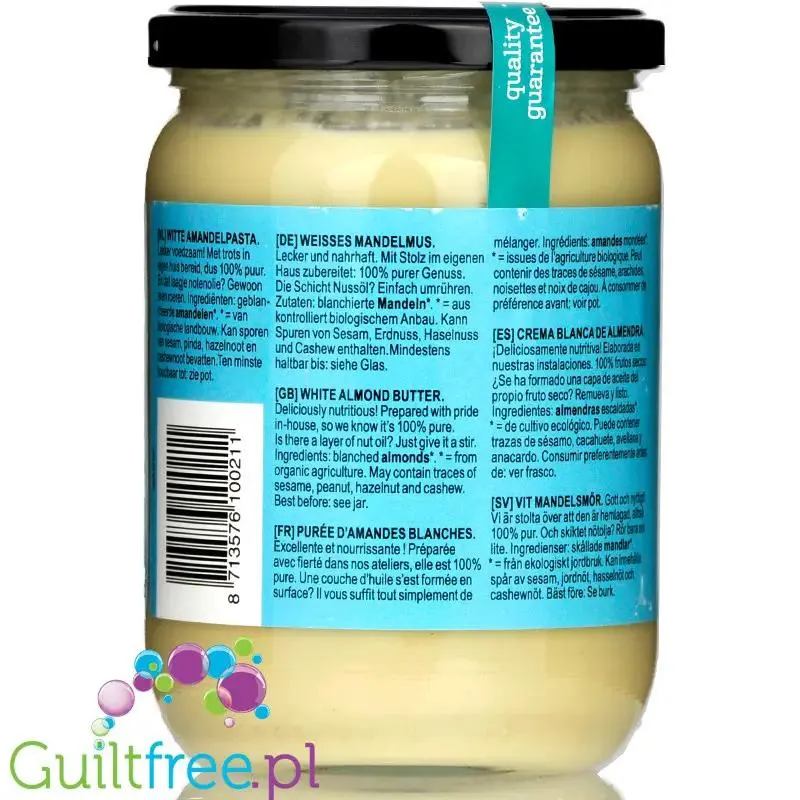Terrasana Almond White 0,5kg - organiczne białe masło migdałowe z blanszowanych migdałów 100%, bez soli i cukru