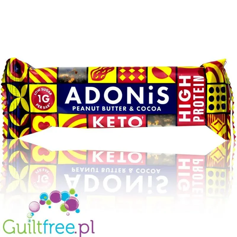 Adonis Keto Protein, Peanut Butter & Cocoa - wegański keto baton proteinowy 178kcal