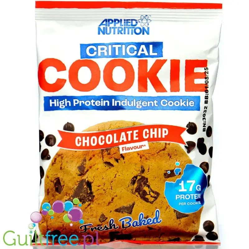 Applied Nutrition Critical Cookie Chocolate Chip - wielgachne ciacho 17g białka bez słodzików z kawałkami czekolady
