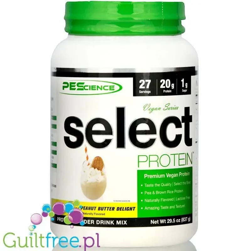 PES Select Protein Vegan, Peanut Butter Delight - wegańska odżywka proteinowa bez soi i cukru, 20g białka & 110kcal
