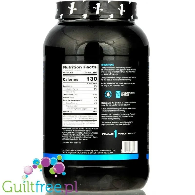 Rule1 R1 Whey Blend Frozen Banana - odżywka białkowa z WPI, WPH i WPC, 878 g