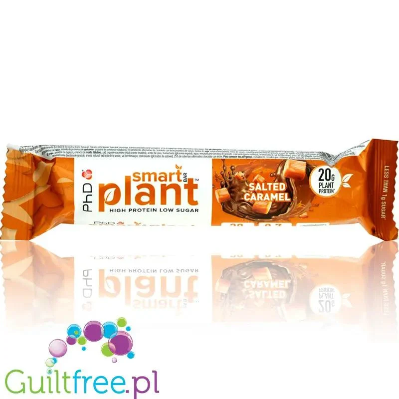 Phd Smart Plant Salted Caramel - wegański baton proteinowy bez cukru, Solony Karmel & Orzechy Ziemne