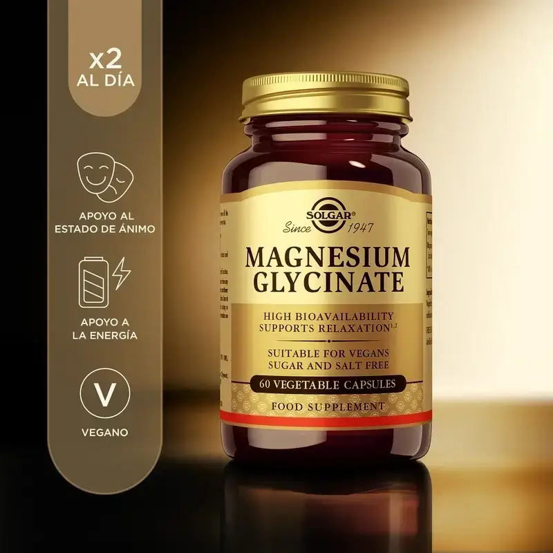 Solgar Magnesium Bisglycinate, Pack 2 x 60 Veggie Capsules