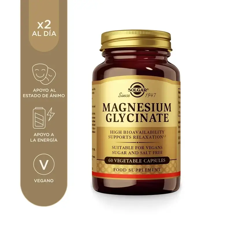 Solgar Magnesium Bisglycinate, Pack 2 x 60 Veggie Capsules