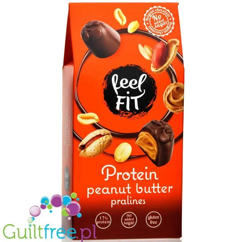 FeelFIT Protein Peanut Butter Pralines - praliny proteinowe bez dodatku cukru w mlecznej czekoladzie z masłem orzechowym