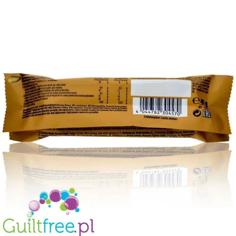 Yippie! Bar Caramel & Peanut Butter 45g, baton proteinowy Masło Orzechowe & Karmel