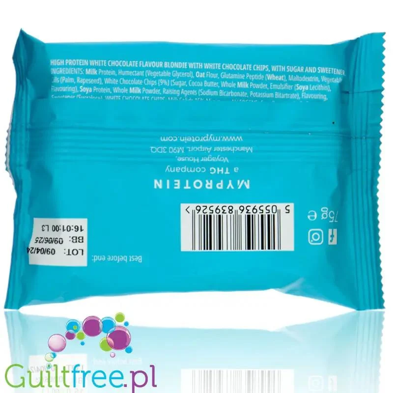 Myprotein Brownie White Chocolate - blondie z białą czekoladą 23g białka, 75% mniej cukru