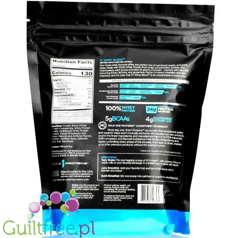 Rule1 R1 Whey Blend Chocolate Fudge 455g - odżywka białkowa z WPI, WPH i WPC