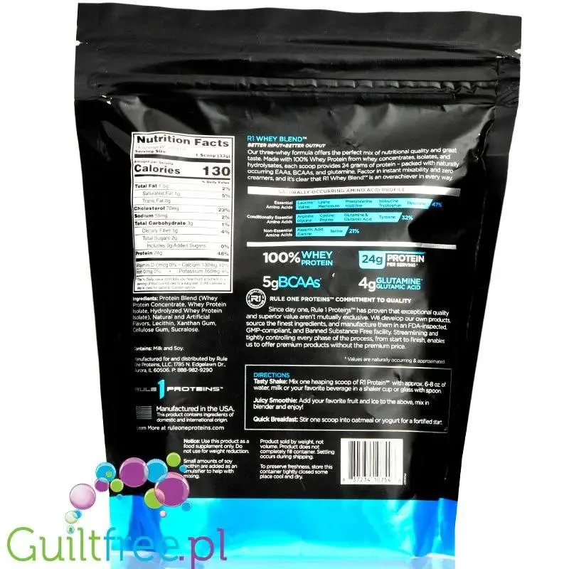 Rule1 R1 Whey Blend Vanilla Ice Cream 462g - odżywka białkowa z WPI, WPH i WPC