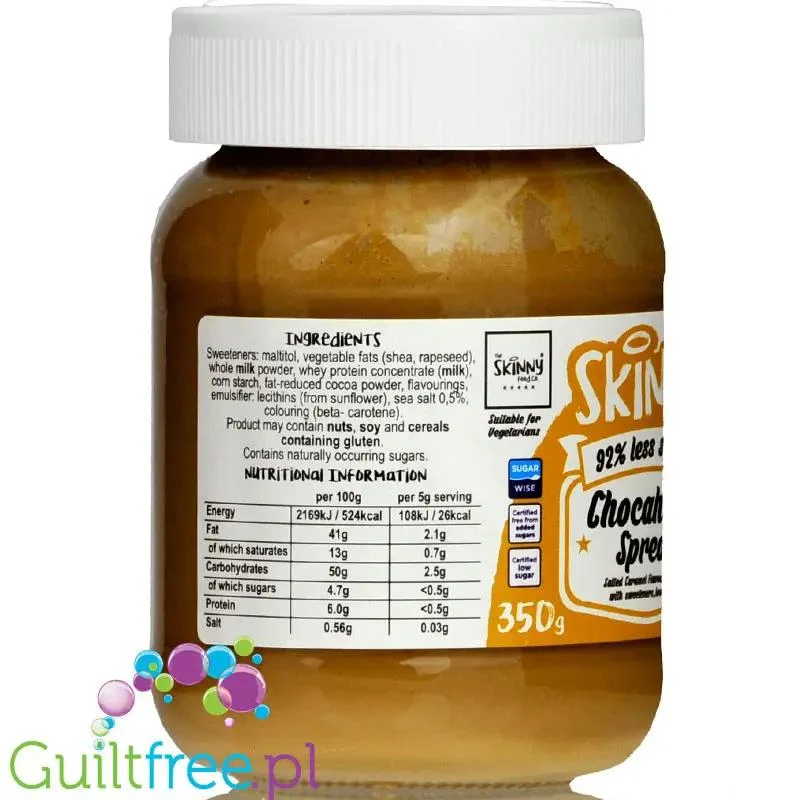 Skinny Food Chocaholic Salted Caramel - krem Słony Karmel do smarowania bez dodatku cukru