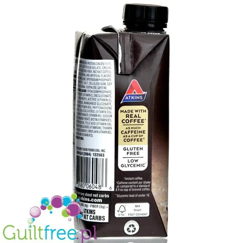 Atkins Iced Coffee RTD Protein Vanilla Latte - gotowy kawowy koktajl proteinowy z witaminami