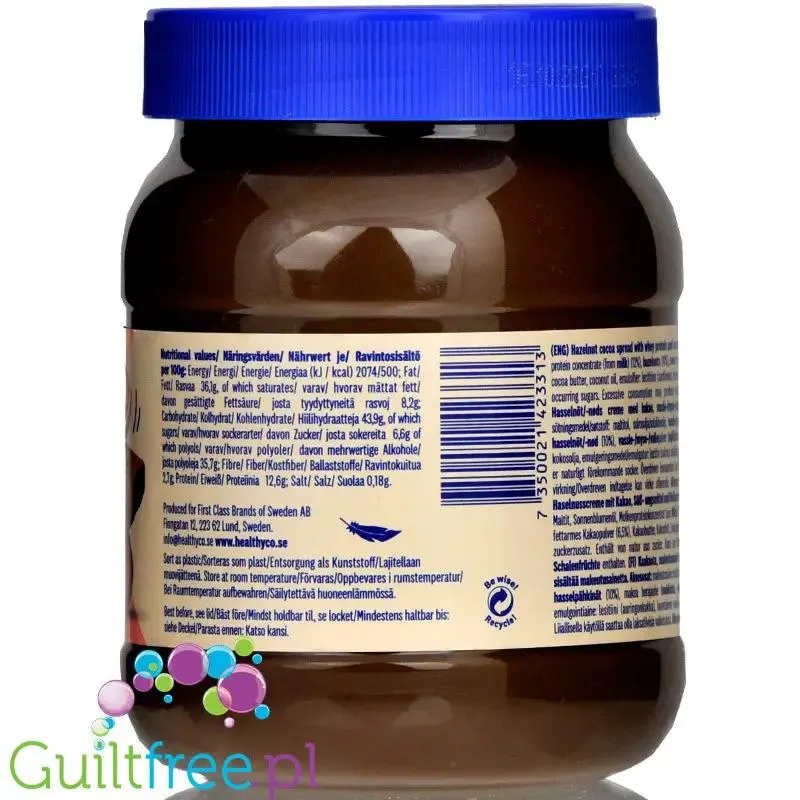 HealthyCo Proteinella XXL - krem czekoladowy z orzechami laskowymi, bez cukru i oleju palmowego 750g