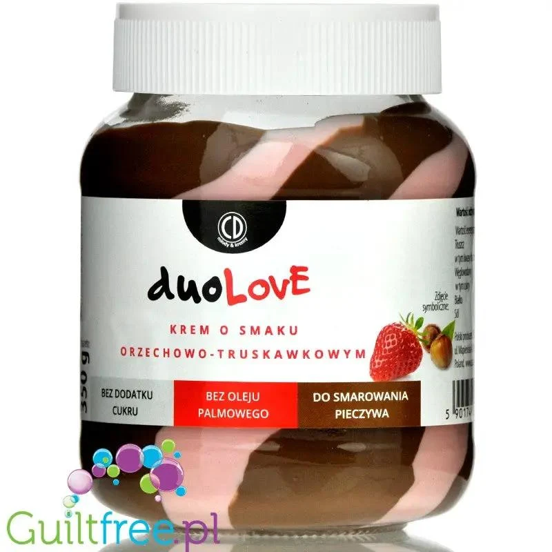 CD DuoLove Strawberry Nut - krem o smaku truskawkowo-orzechowym bez dodatku cukru, bez oleju palmowego