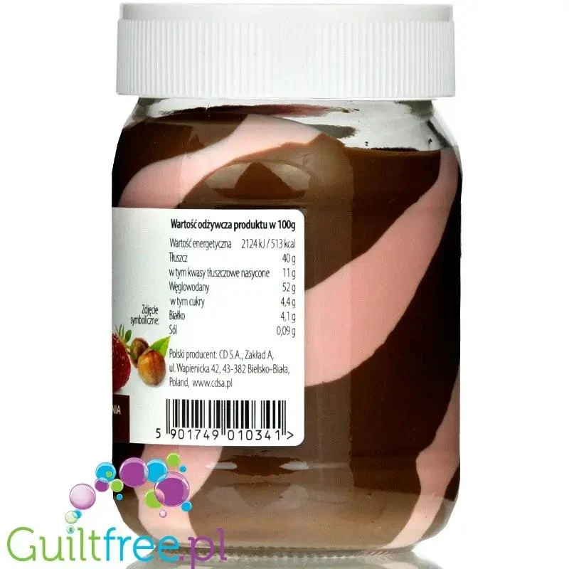 CD DuoLove Strawberry Nut - krem o smaku truskawkowo-orzechowym bez dodatku cukru, bez oleju palmowego