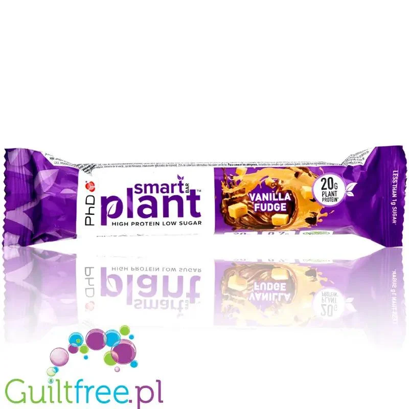 Phd Smart Plant Vanilla Fudge - wegański baton proteinowy bez cukru, Mleczna Czekolada, Karmel & Krówka