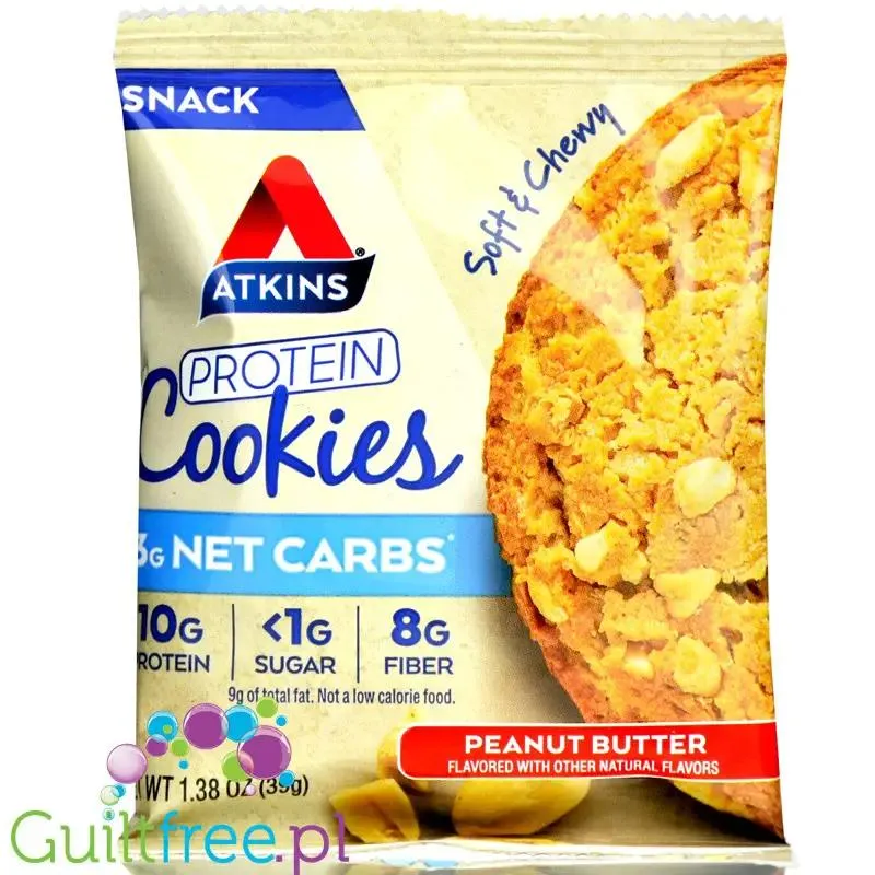 Atkins Snack Protein Cookie, Peanut Butter - keto ciastka z masłem orzechowym pudełko x 4szt