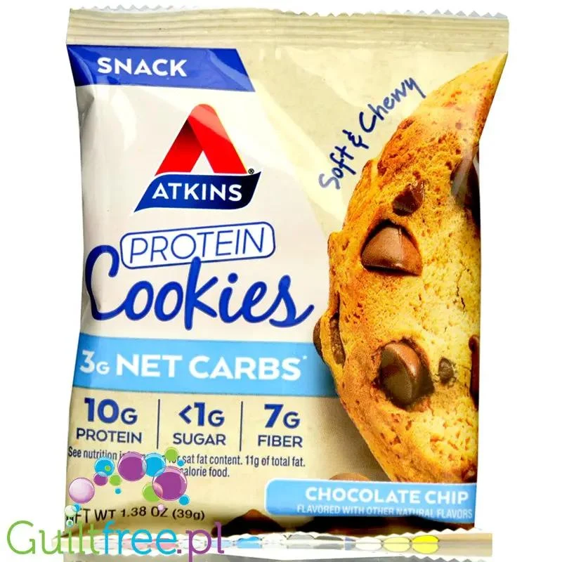 Atkins Snack Protein Cookie, Chocolate Chip - keto ciastka proteinowe z czekoladą, pudełko x 4szt