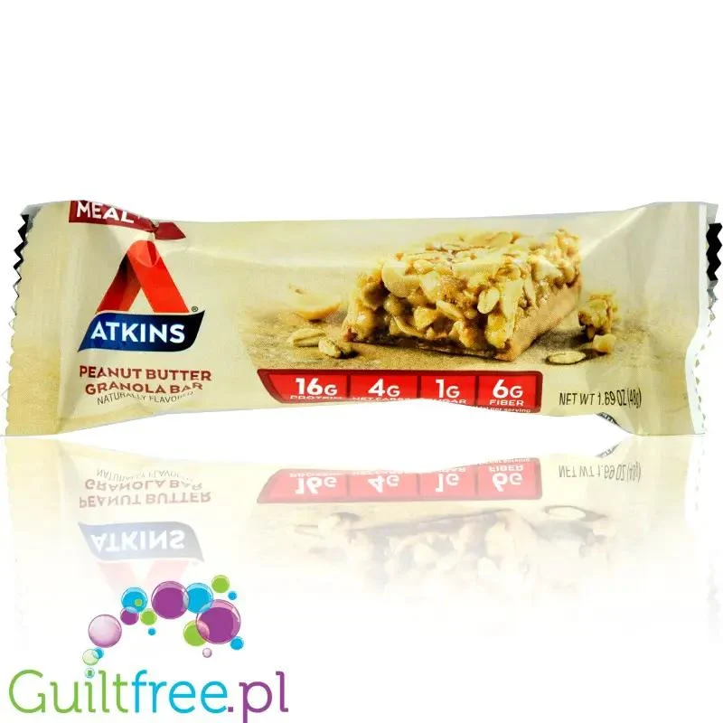 Atkins Meal Peanut Butter Granola baton białkowy bez maltitolu, pudełko x 5 batonów