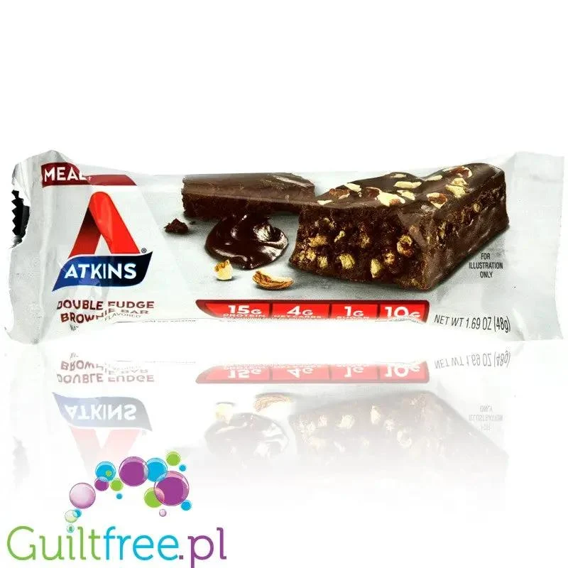 Atkins Meal Double Fudge Brownie - baton białkowy bez maltitolu, smak Czekoladowe Brownie