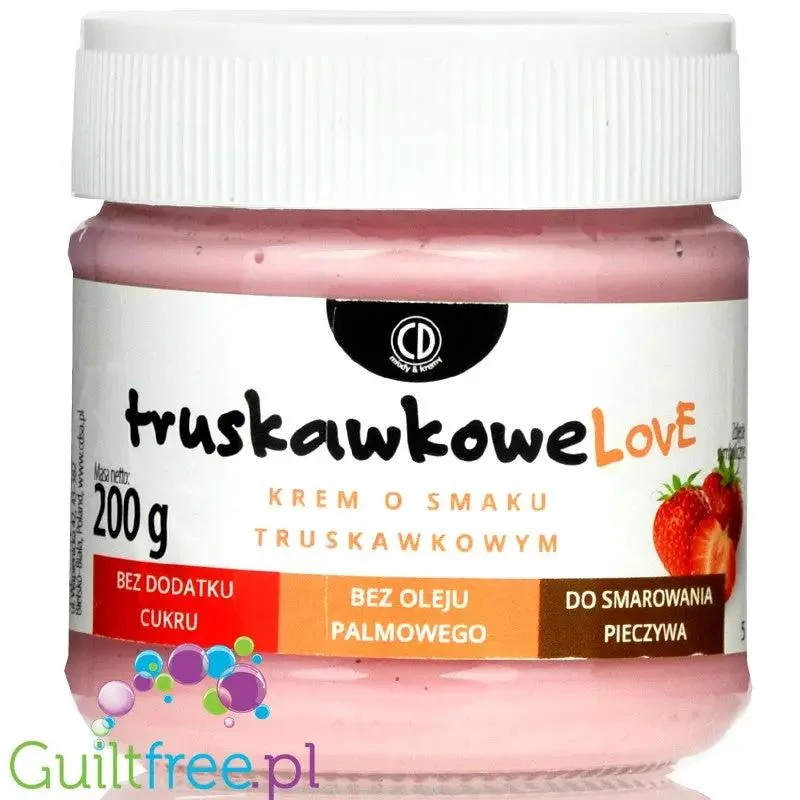 CD TruskawkoweLove - krem bez cukru o smaku białej czekolady z truskawkami, bez oleju palmowego