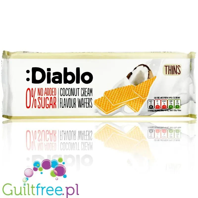 Diablo Thins Coconut Wafers - cieniutkie wafelki z kremem kokosowym bez dodatku cukru