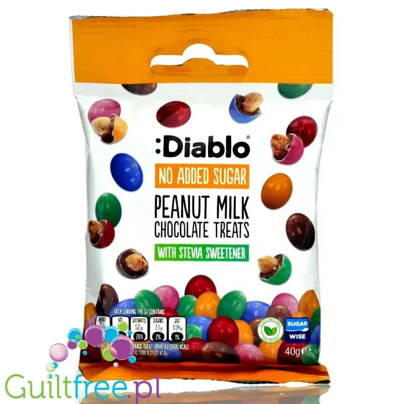 Diablo Peanut Milk Chocolate Treats - orzeszki w lukrowanej czekoladzie bez dodatku cukru ze stewią
