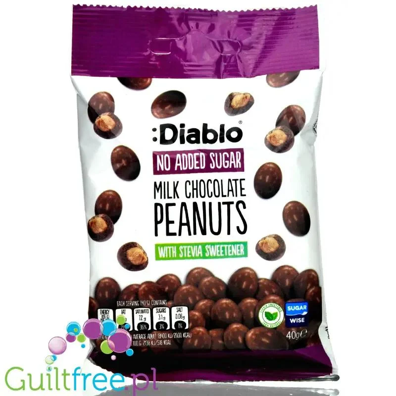 Diablo Milk Chocolate Peanut - orzechy w czekoladzie bez dodatku cukru ze stewią