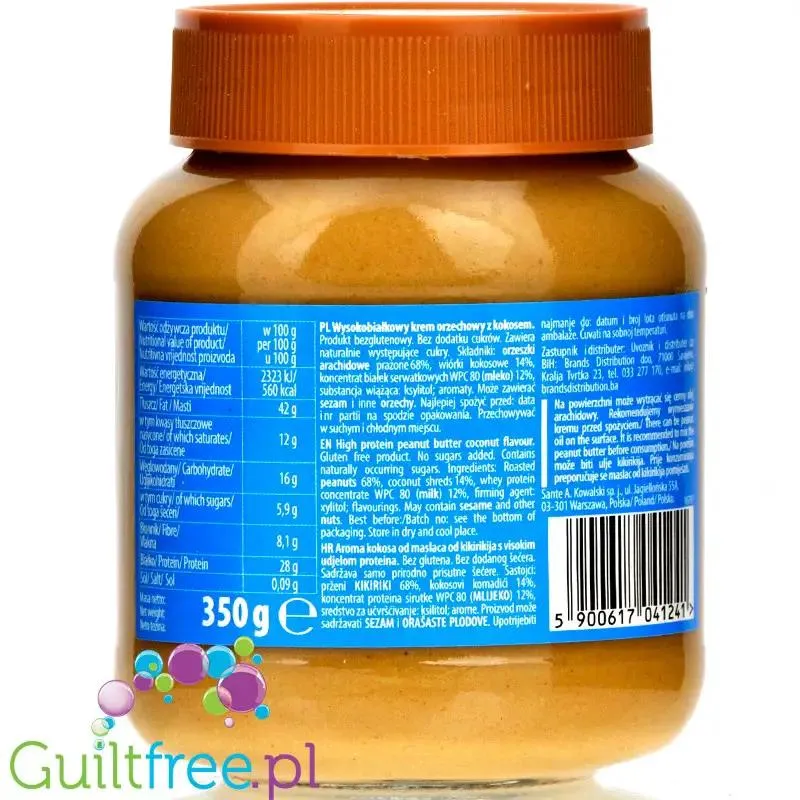 Sante Protein Peanut Butter Coconut - kokosowe masło orzechowe z WPC, z ksylitolem