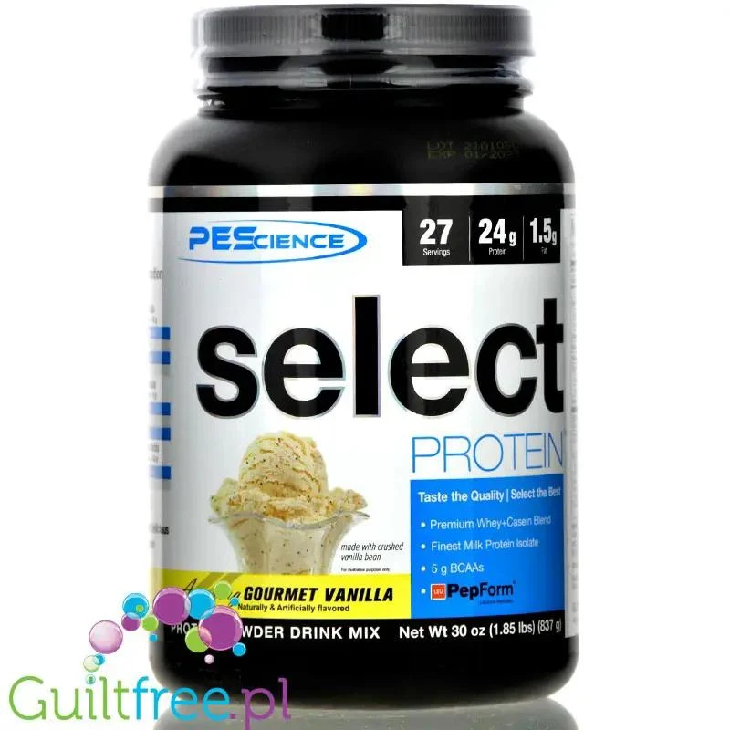 PEScience Select Protein Gourmet Vanilla - odżywka białkowa 24g białka w 120kcal, kazeina & izolat, Wanilia