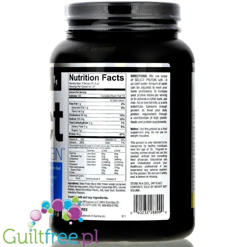 PEScience Select Protein Gourmet Vanilla - odżywka białkowa 24g białka w 120kcal, kazeina & izolat, Wanilia