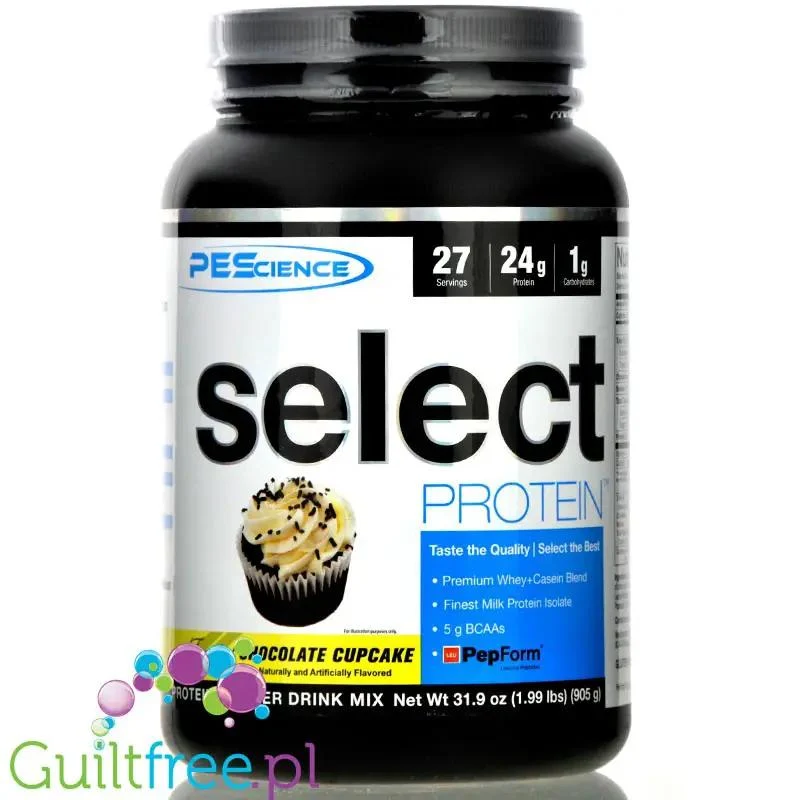 PEScience Select Protein Frosted Chocolate Cupcake - odżywka białkowa 24g białka w 120kcal, kazeina & izolat, Mufinka z Kremem