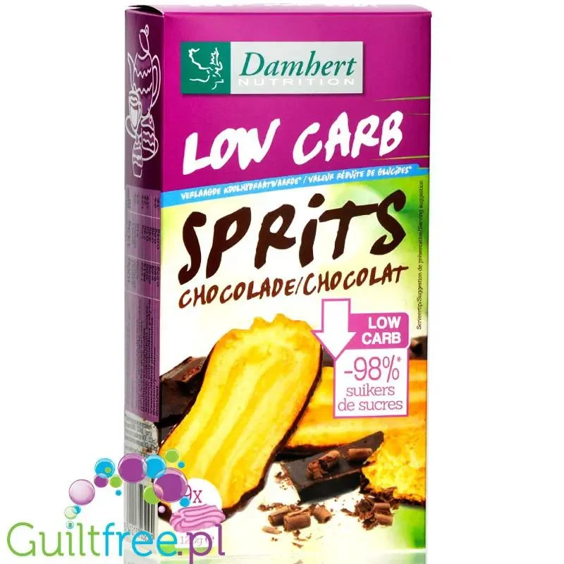 Damhert Low Carb Chocolat Sprits - niskowęglowodanowe ciastka z czekoladą bez dodatku cukru