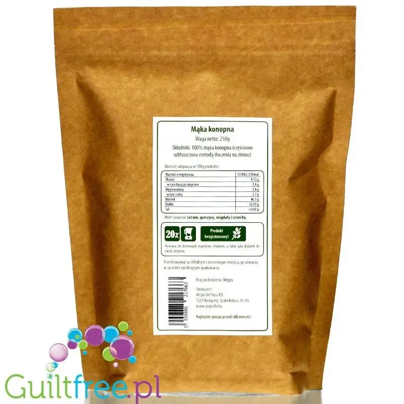 Grapoila Hemp Seed - bardzo odtłuszczona mąka konopna 46% błonnika