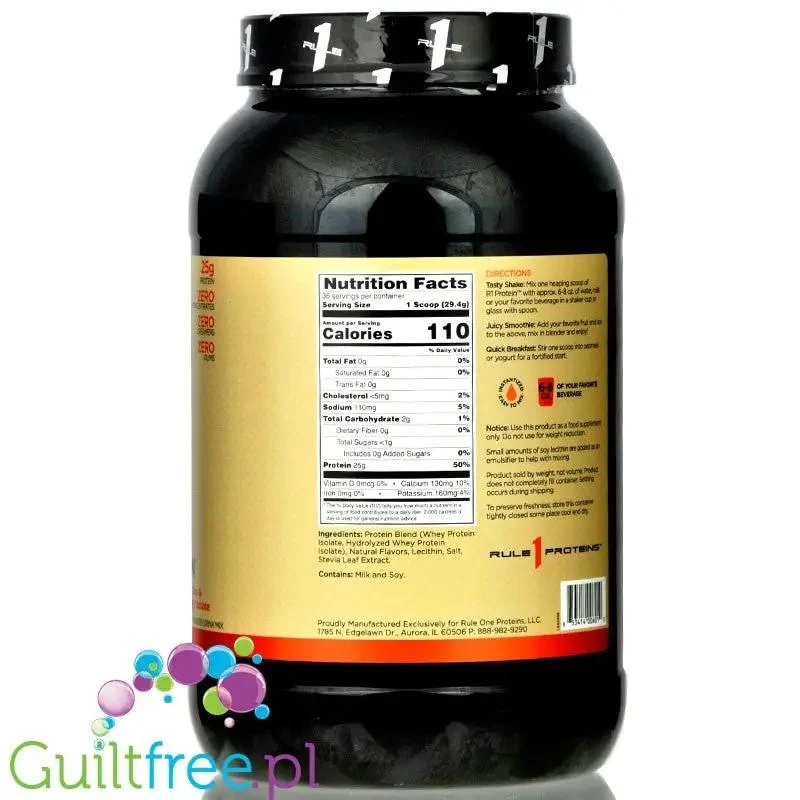 Rule1 R1 Protein Naturally Flavored, Vanila Crème - naturalnie aromatyzowana odżywka białkowa WPI & WPH, 25g białka w 100kcal