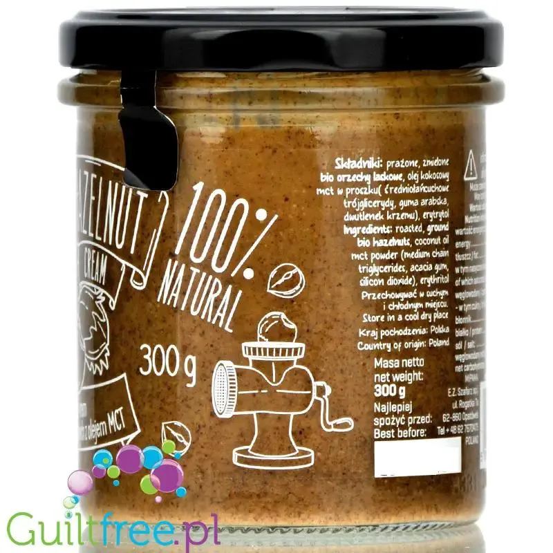 Diet Food Keto Hazelnut Cream - pasta z orzechów laskowych z MCT słodzona erytrolem