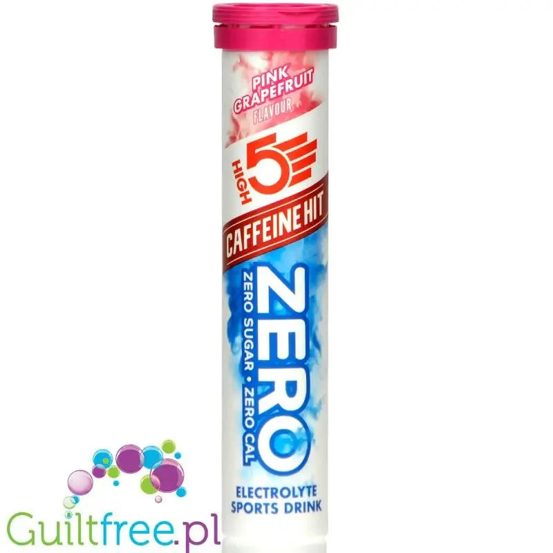 HIGH5 Zero Caffeine Hit Pink Grapefruit - elektrolity bez cukru w tabletkach z kofeiną, smak Różowy Grapefruit