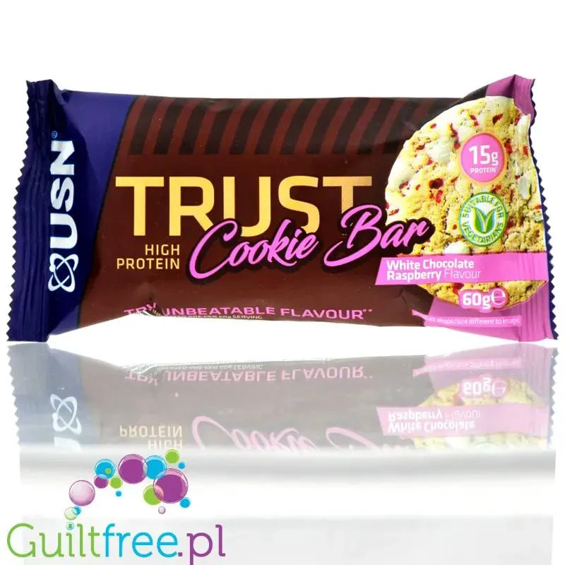 USN Trust Protein Cookie Bar White Chocolate Raspberry - ciacho proteinowe 15g białka z malinami i białą czekoladą